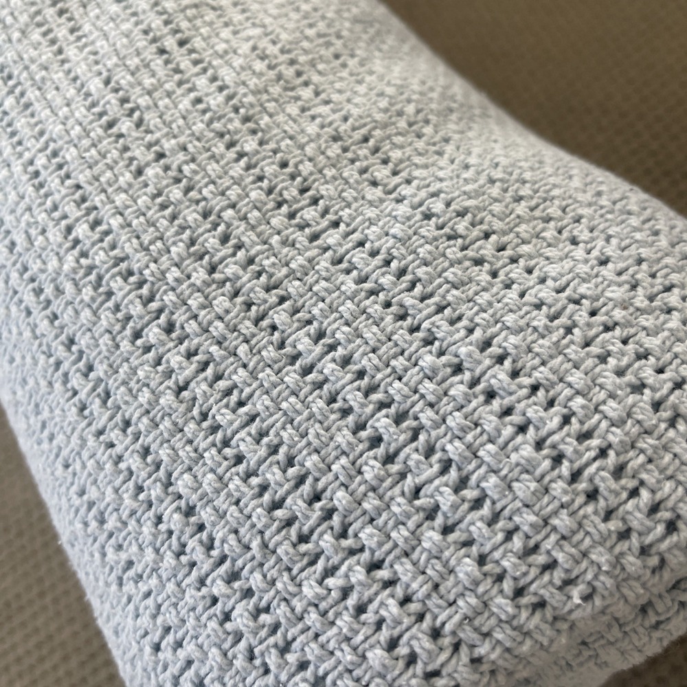 VTG Tennessee Woolen Mills 100% Cotton Blue Blanket 90x90" USA Waffle Weave - Picture 8 of 8
